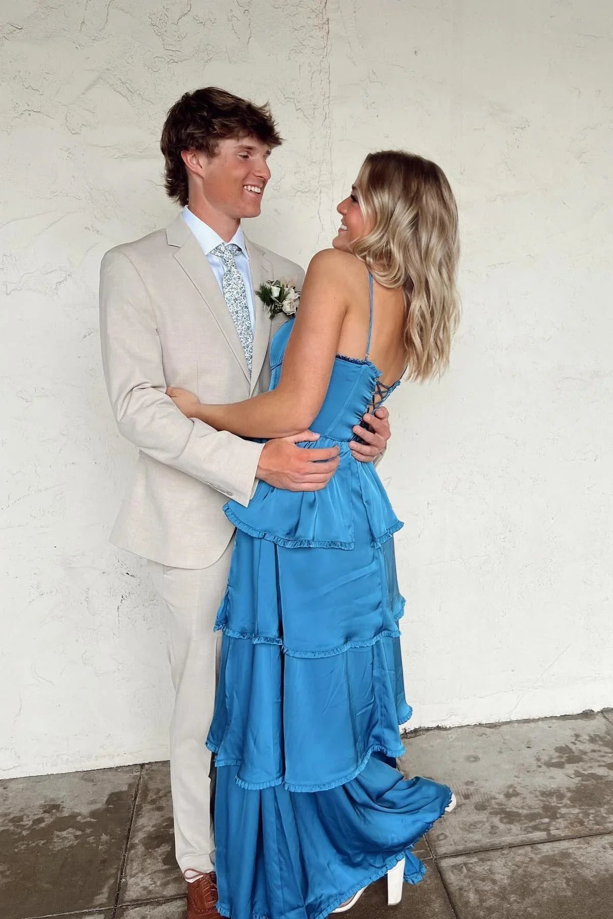 Sweetheart Satin Sleeveless Ruffled Floor-Length Prom Dress - Chloe Dress
