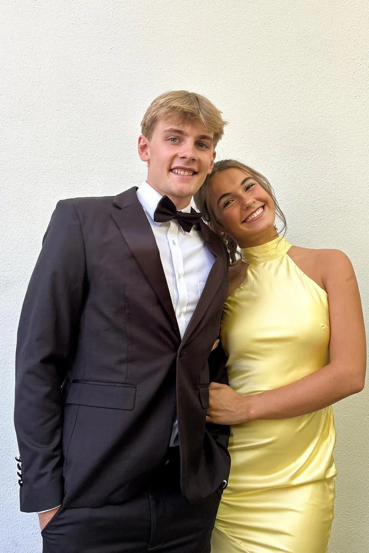 Yellow Halter Satin Sleeveless Open Back High Slit Floor-Length Prom Dress - Chloe Dress