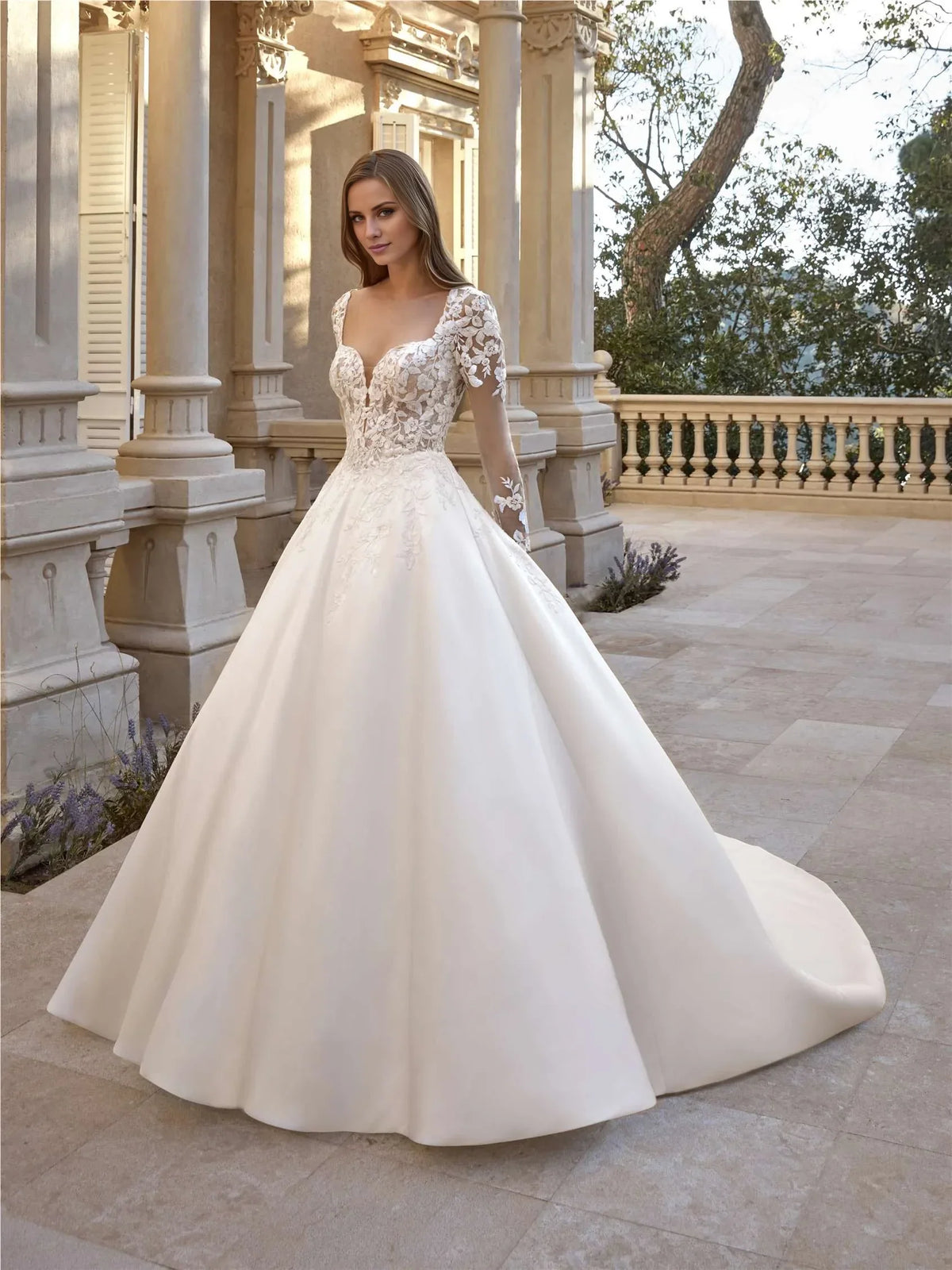 Ball Gown Sweetheart Long Sleeve Open Back Floor-Length Wedding Gown - Chloe Dress