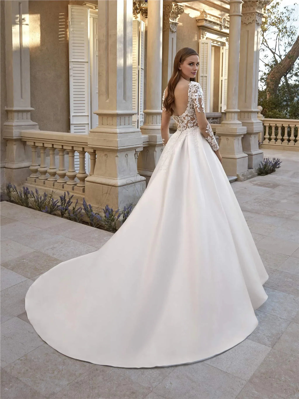 Ball Gown Sweetheart Long Sleeve Open Back Floor-Length Wedding Gown - Chloe Dress