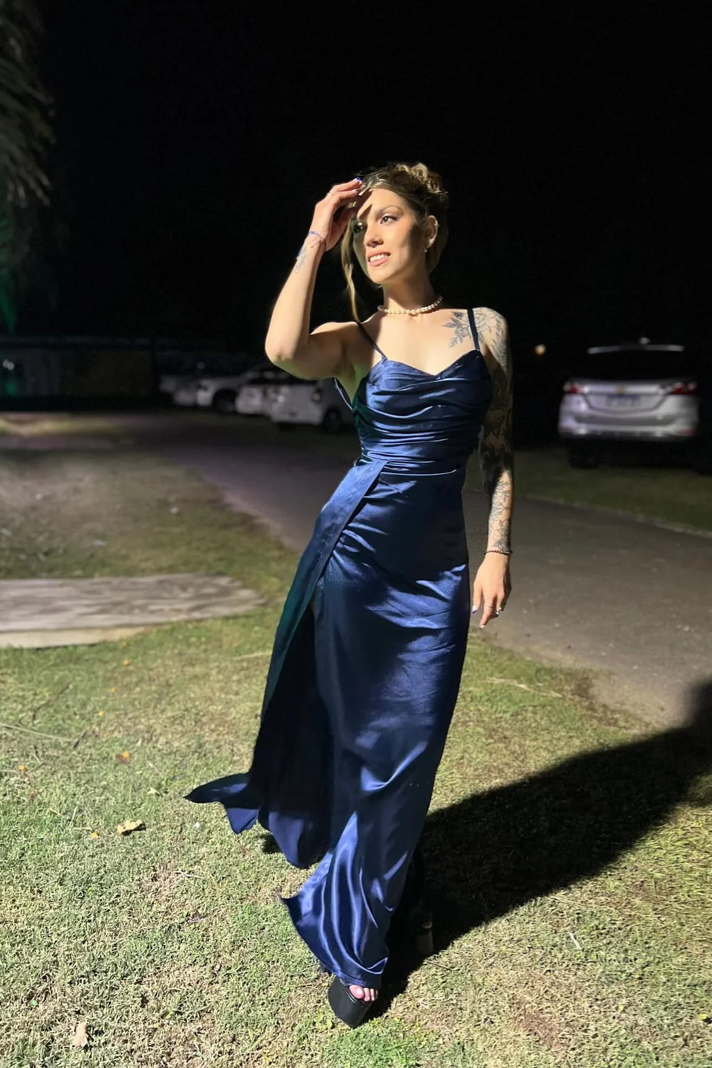 Spaghetti Strap Open Back Floor-Length Evening Dress - Chloe Dress
