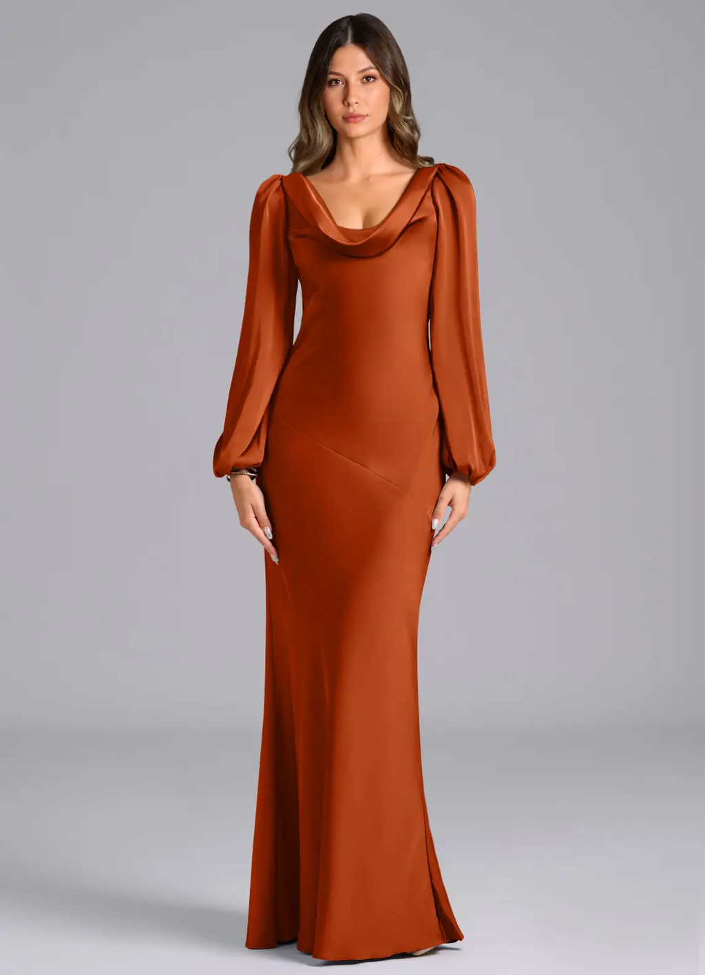 Mermaid Cowl Neck Satin Open Back Floor-Length Wedding Dress - Chloe Dress
