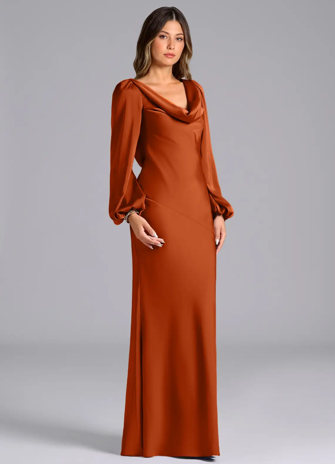 Mermaid Cowl Neck Satin Open Back Floor-Length Wedding Dress - Chloe Dress