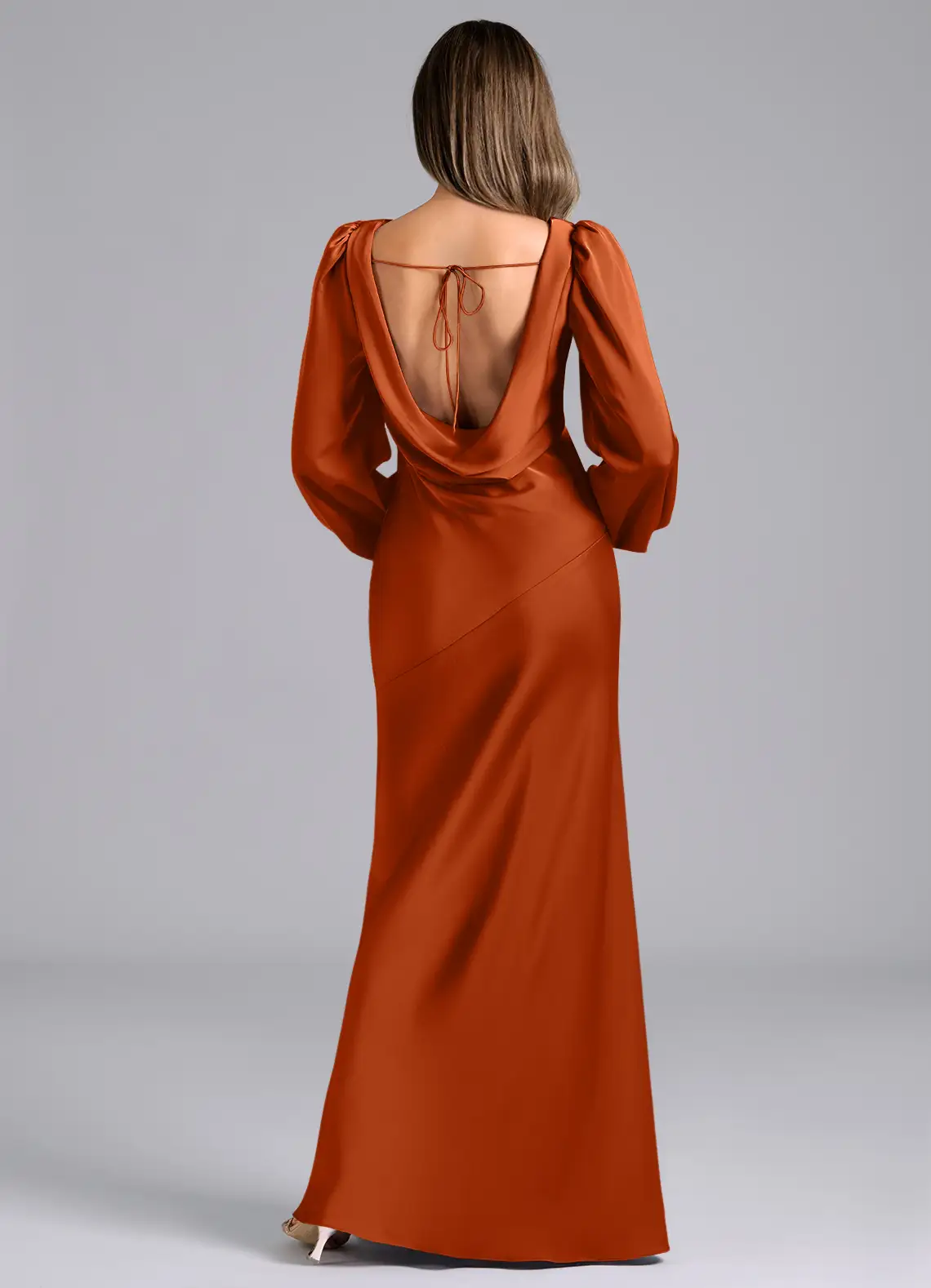 Mermaid Cowl Neck Satin Open Back Floor-Length Wedding Dress - Chloe Dress