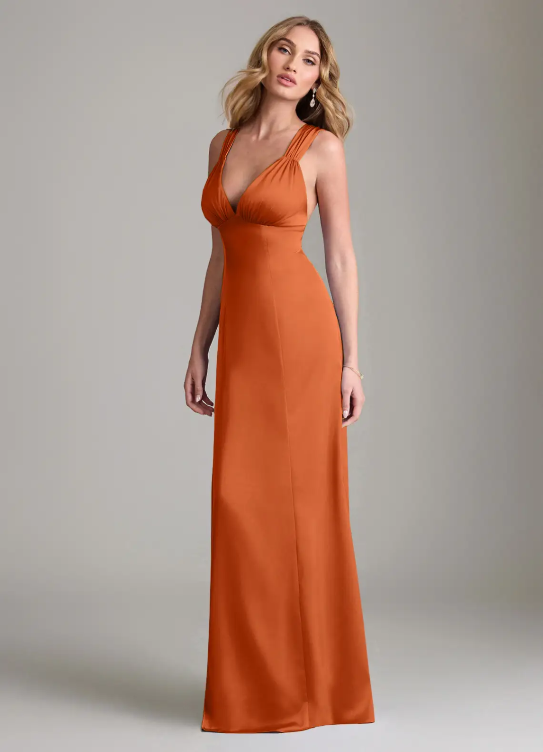 Sheath V-Neck Satin Sleeveless Floor-Length Wedding Dress - Chloe Dress