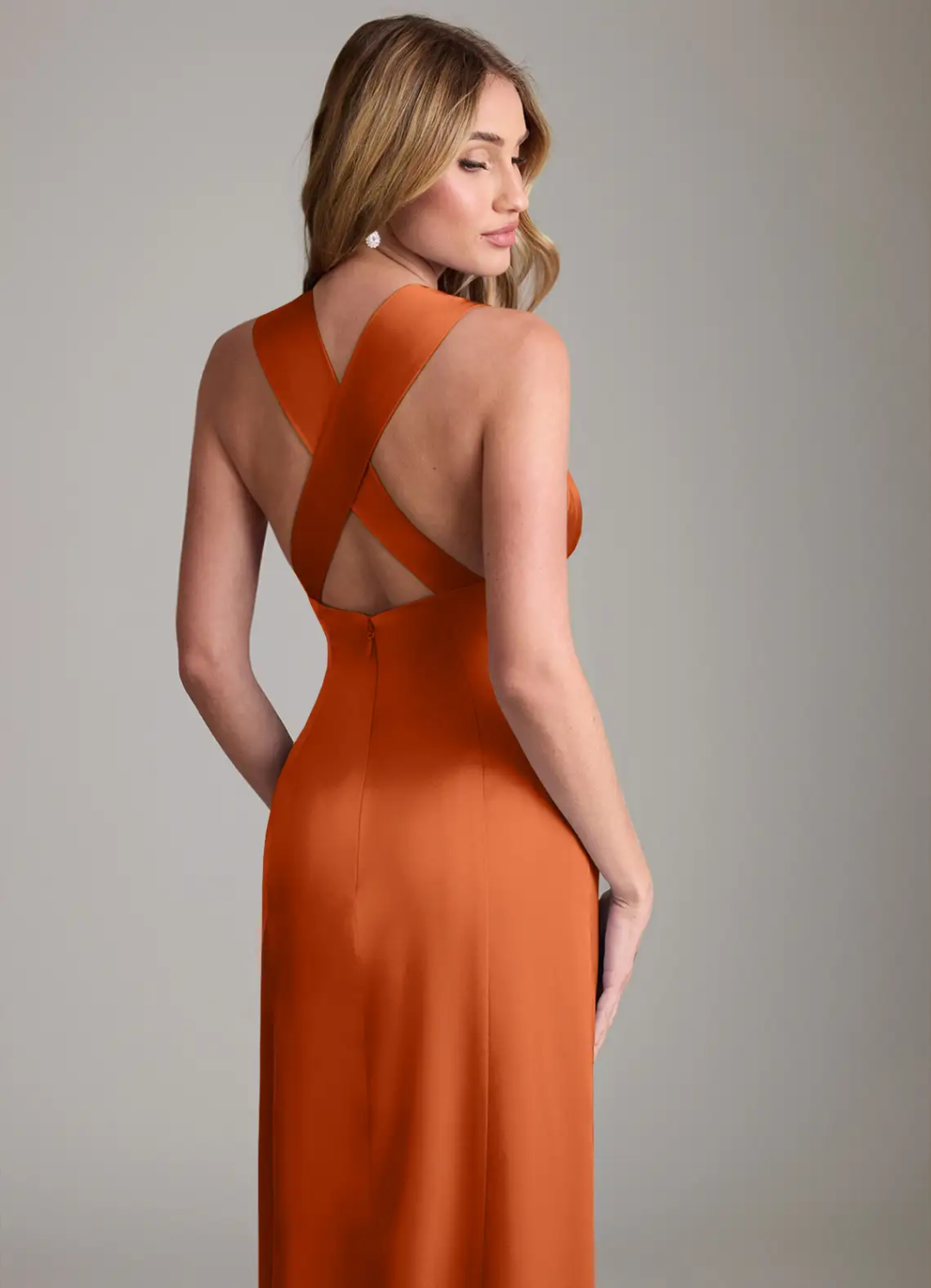 Sheath V-Neck Satin Sleeveless Floor-Length Wedding Dress - Chloe Dress