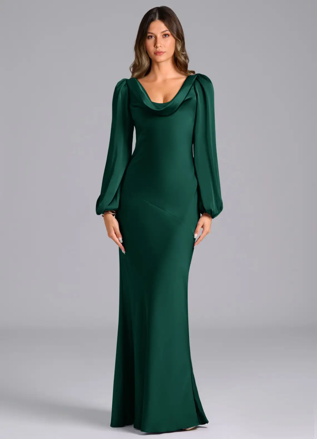 Cowl Neck Open Back Floor-Length Wedding Dress - Chloe Dress