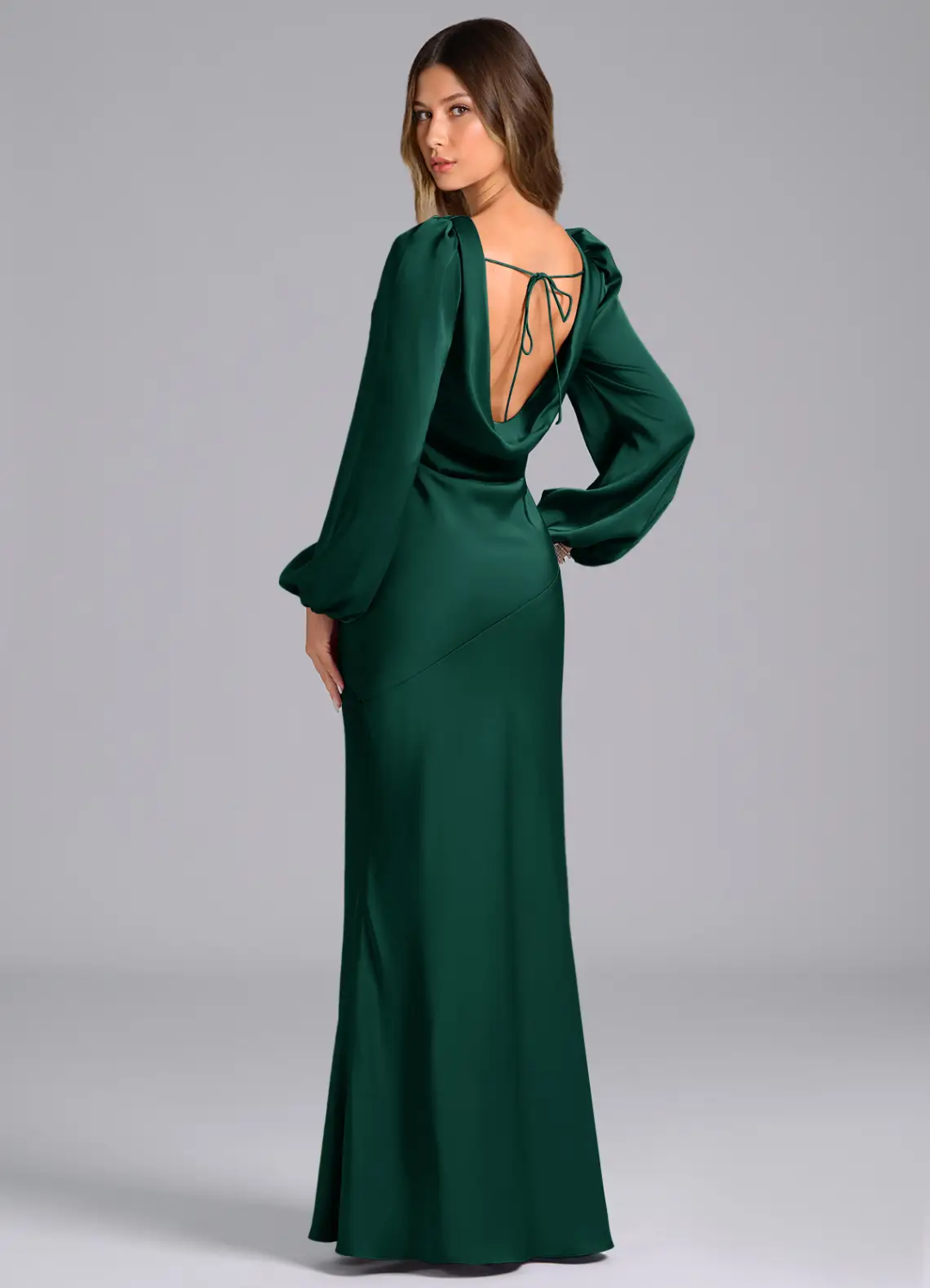 Cowl Neck Open Back Floor-Length Wedding Dress - Chloe Dress