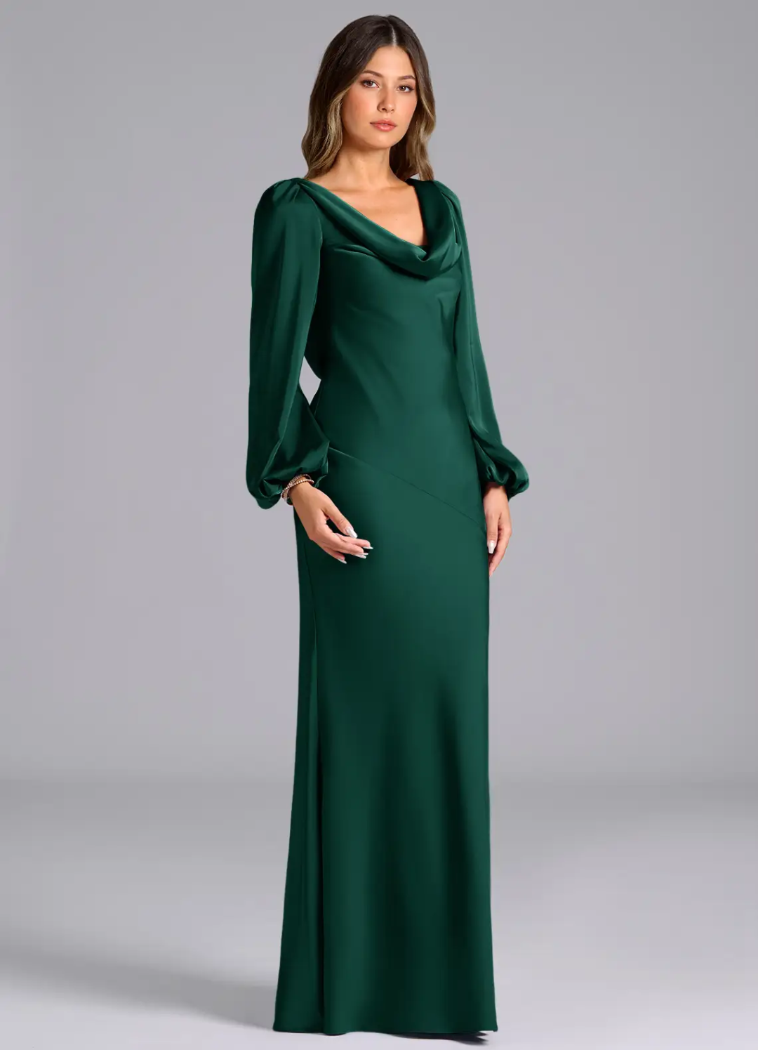 Cowl Neck Open Back Floor-Length Wedding Dress - Chloe Dress