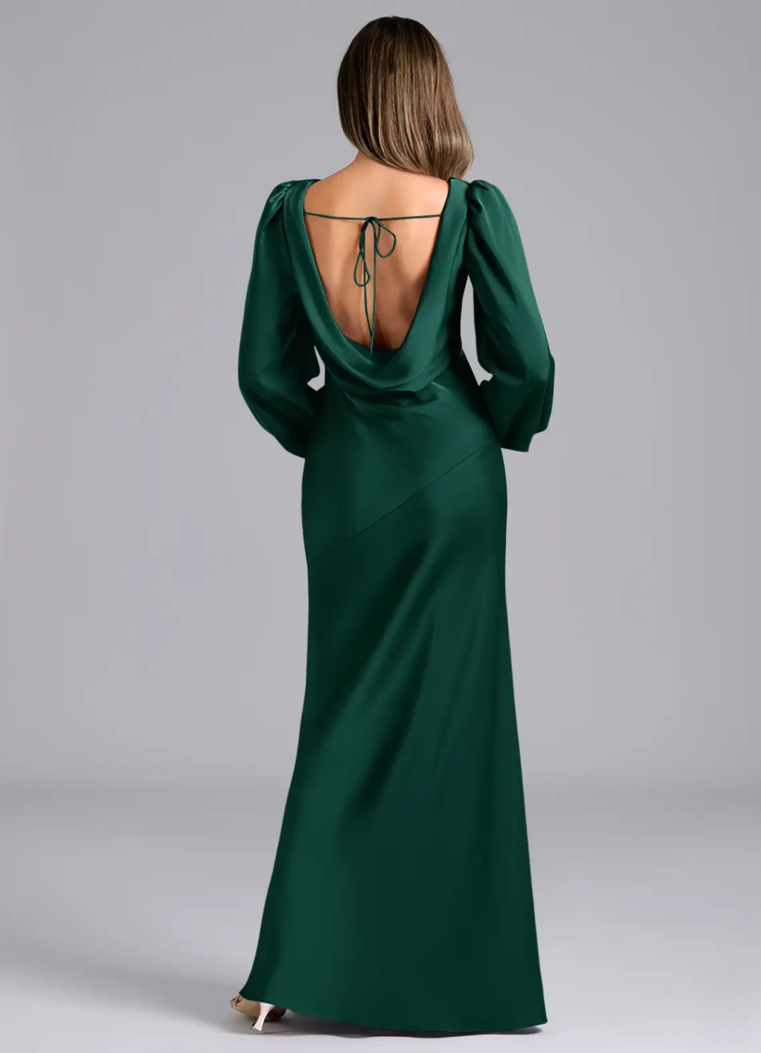 Cowl Neck Open Back Floor-Length Wedding Dress - Chloe Dress