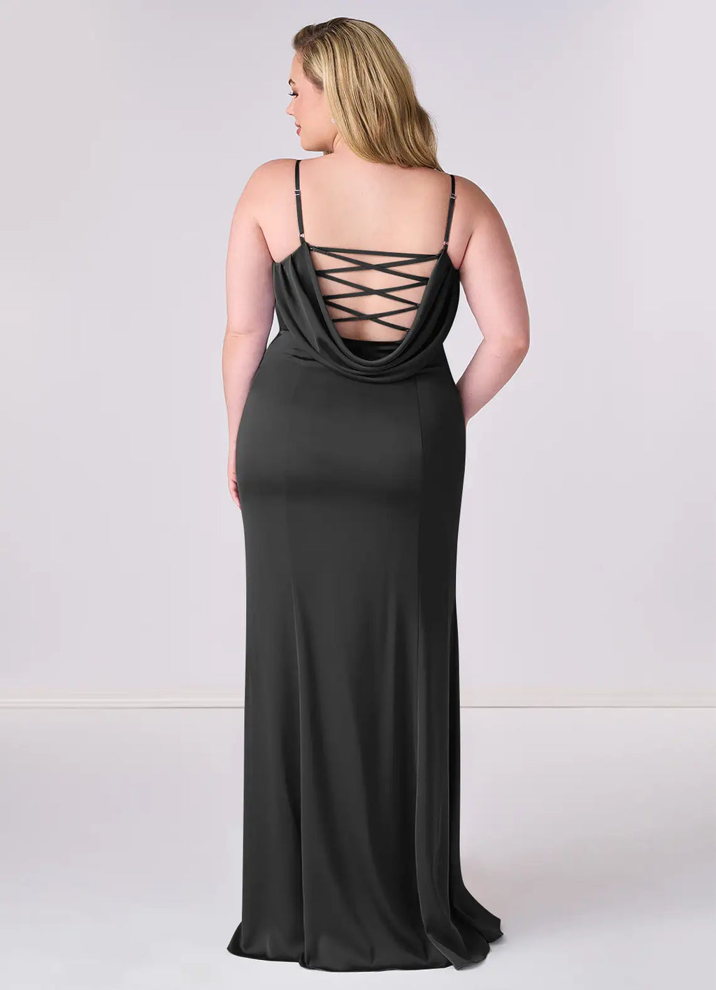 Sheath Spaghetti Strap Satin High Slit Floor-Length Wedding Dress - Chloe Dress