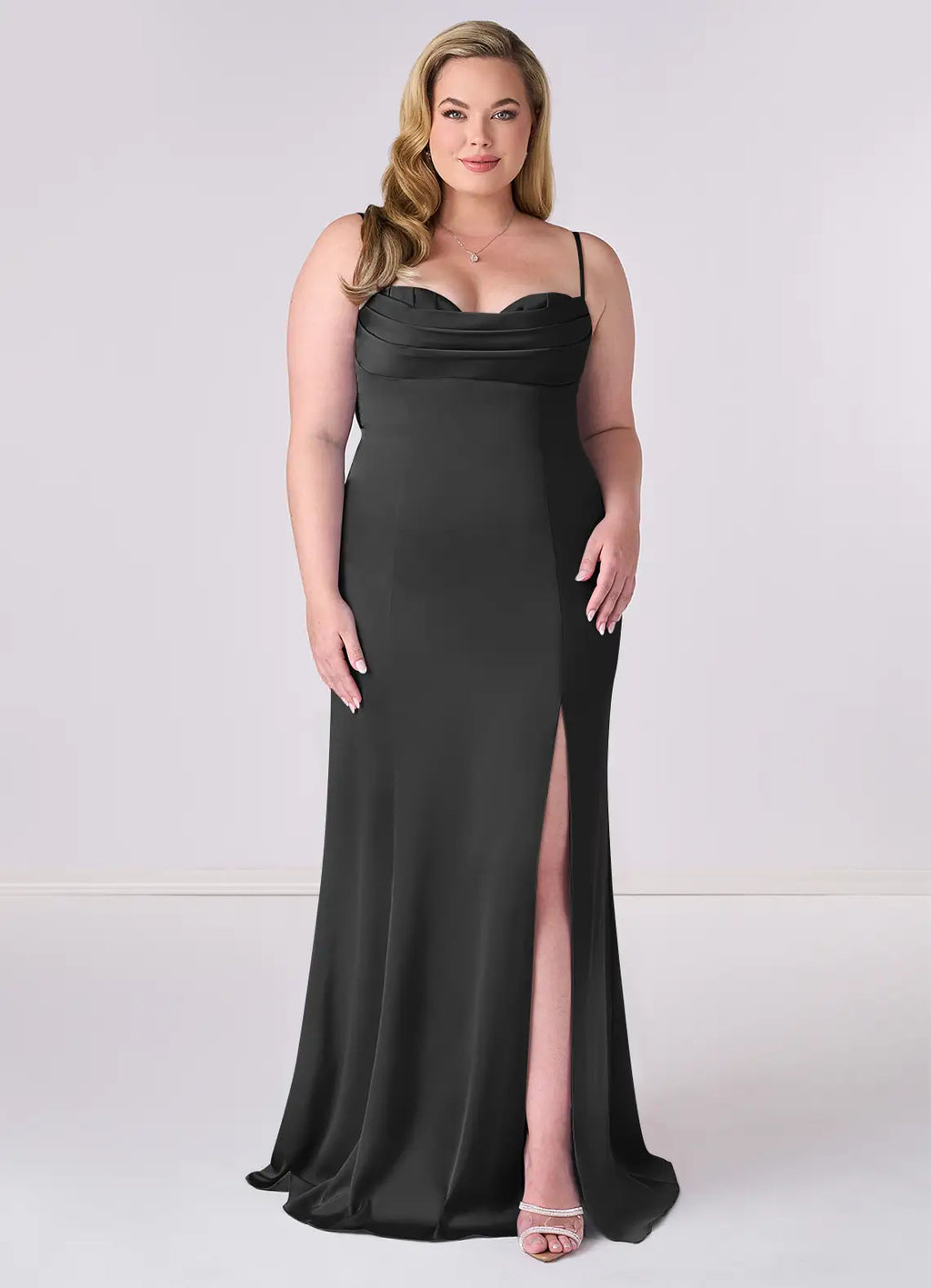 Sheath Spaghetti Strap Satin High Slit Floor-Length Wedding Dress - Chloe Dress