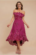 Off-Shoulder Lace Sleeveless Midi Dress - Chloe Dress
