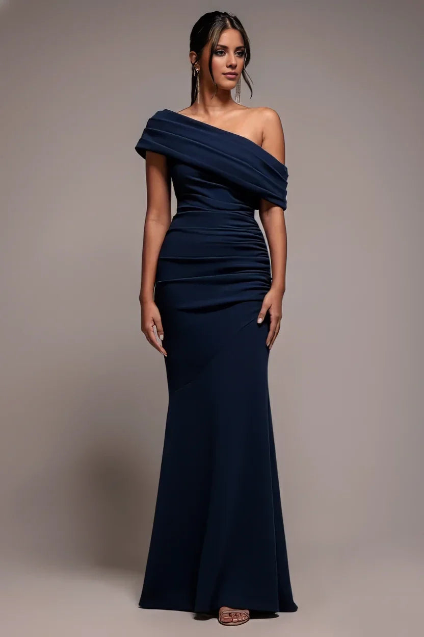 Mermaid One-Shoulder Sleeveless Draped Floor-Length Evening Dress - Chloe Dress