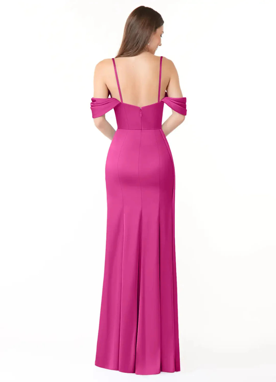 Sheath Satin Open Back High Slit Floor-Length Wedding Dress - Chloe Dress