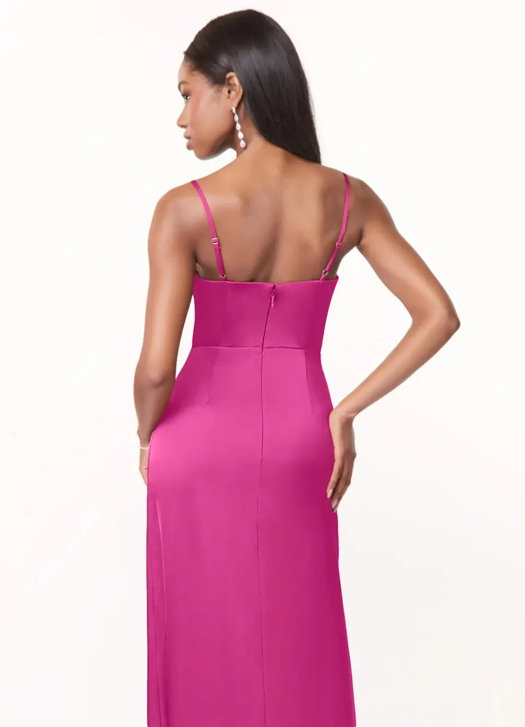 Sheath V-Neck Satin High Slit Floor-Length Wedding Dress - Chloe Dress