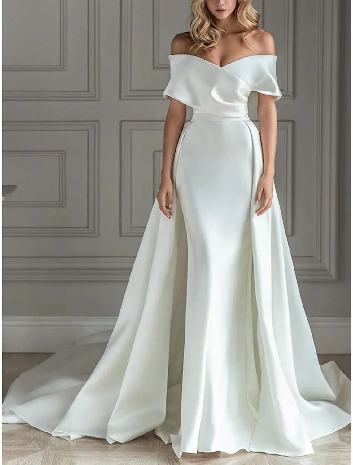 A-Line Off-Shoulder Floor-Length Wedding Dress - Chloe Dress