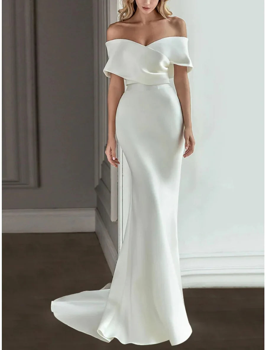 A-Line Off-Shoulder Floor-Length Wedding Dress - Chloe Dress