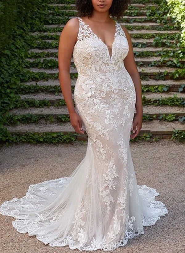 V-Neck Lace Wedding Dress - Chloe Dress