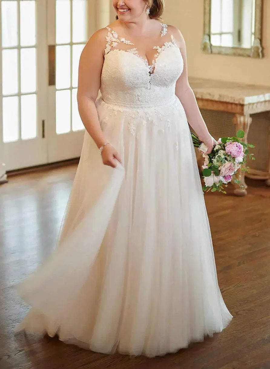 A-Line V-Neck Lace Wedding Dress - Chloe Dress