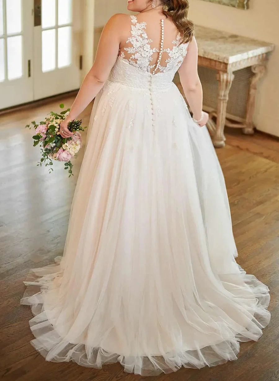 A-Line V-Neck Lace Wedding Dress - Chloe Dress