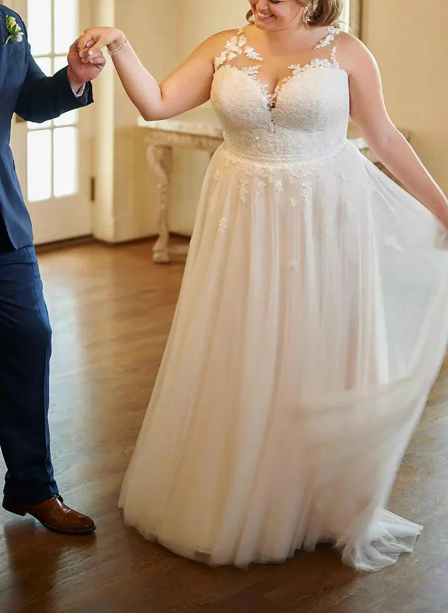 A-Line V-Neck Lace Wedding Dress - Chloe Dress