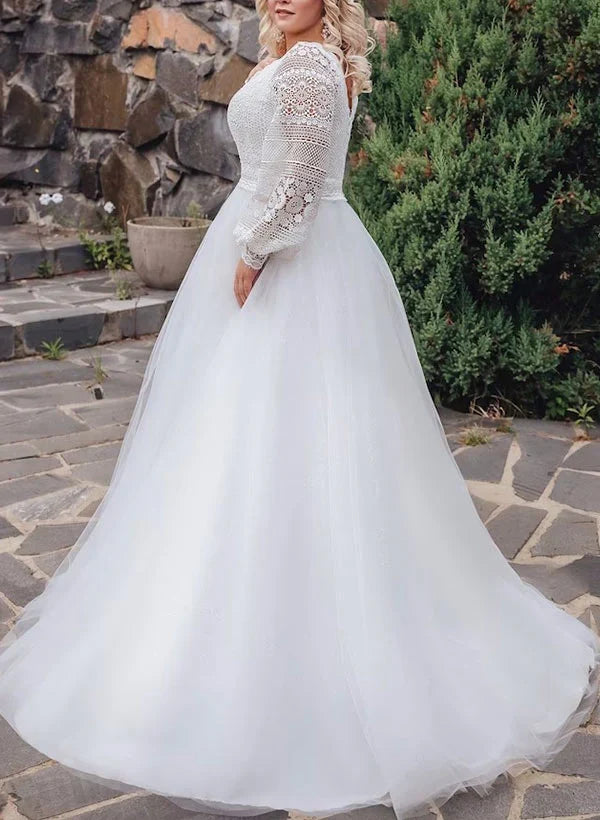 A-Line V-Neck Lace Wedding Dress - Chloe Dress