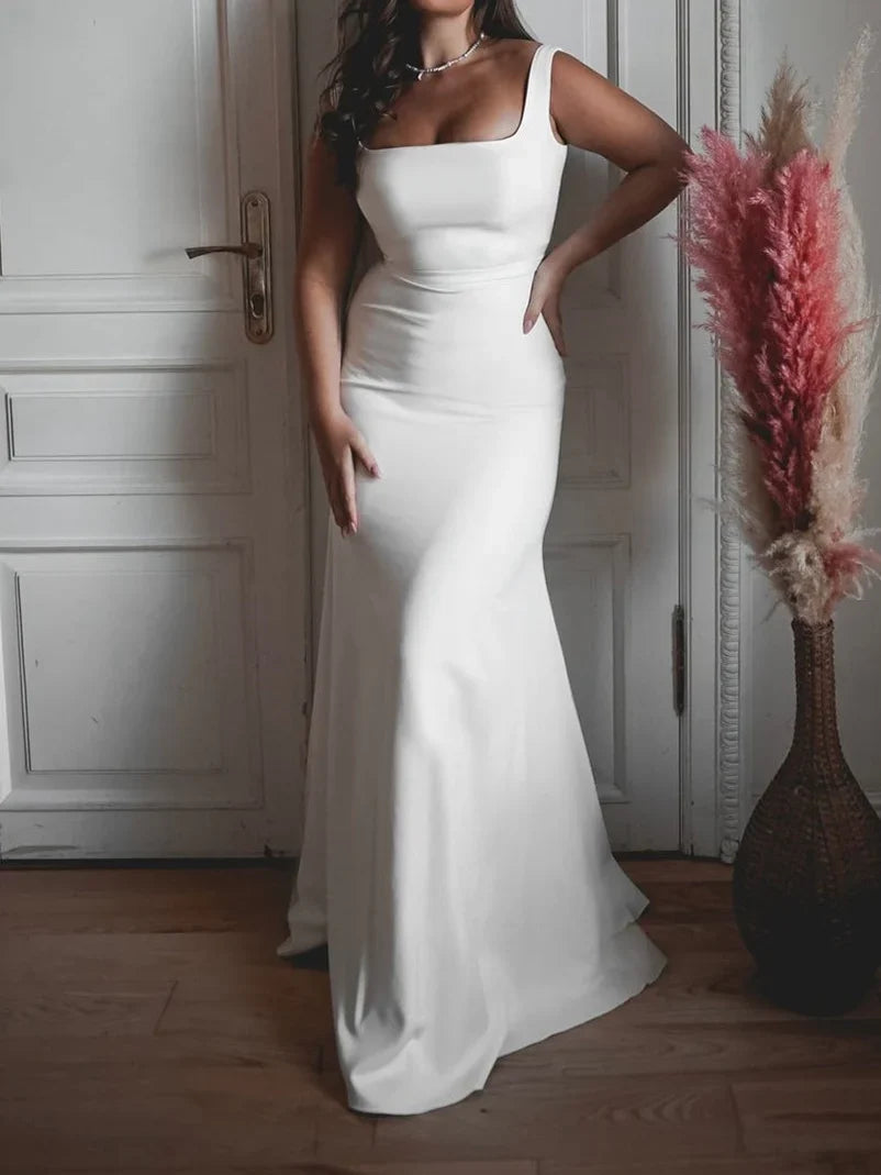 Square Neck Floor-Length Wedding Dress - Chloe Dress
