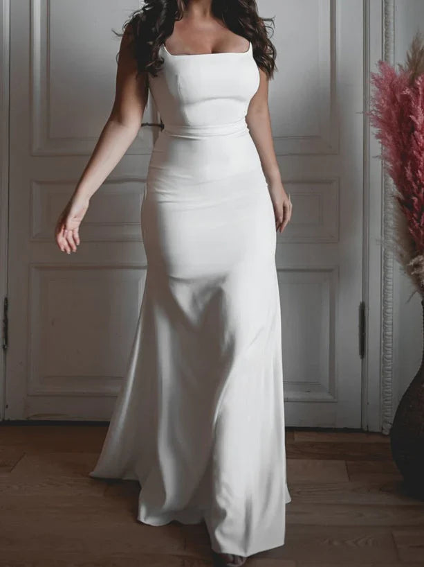 Square Neck Floor-Length Wedding Dress - Chloe Dress