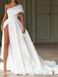A-Line One-Shoulder Lace Applique Wedding Dress - Chloe Dress