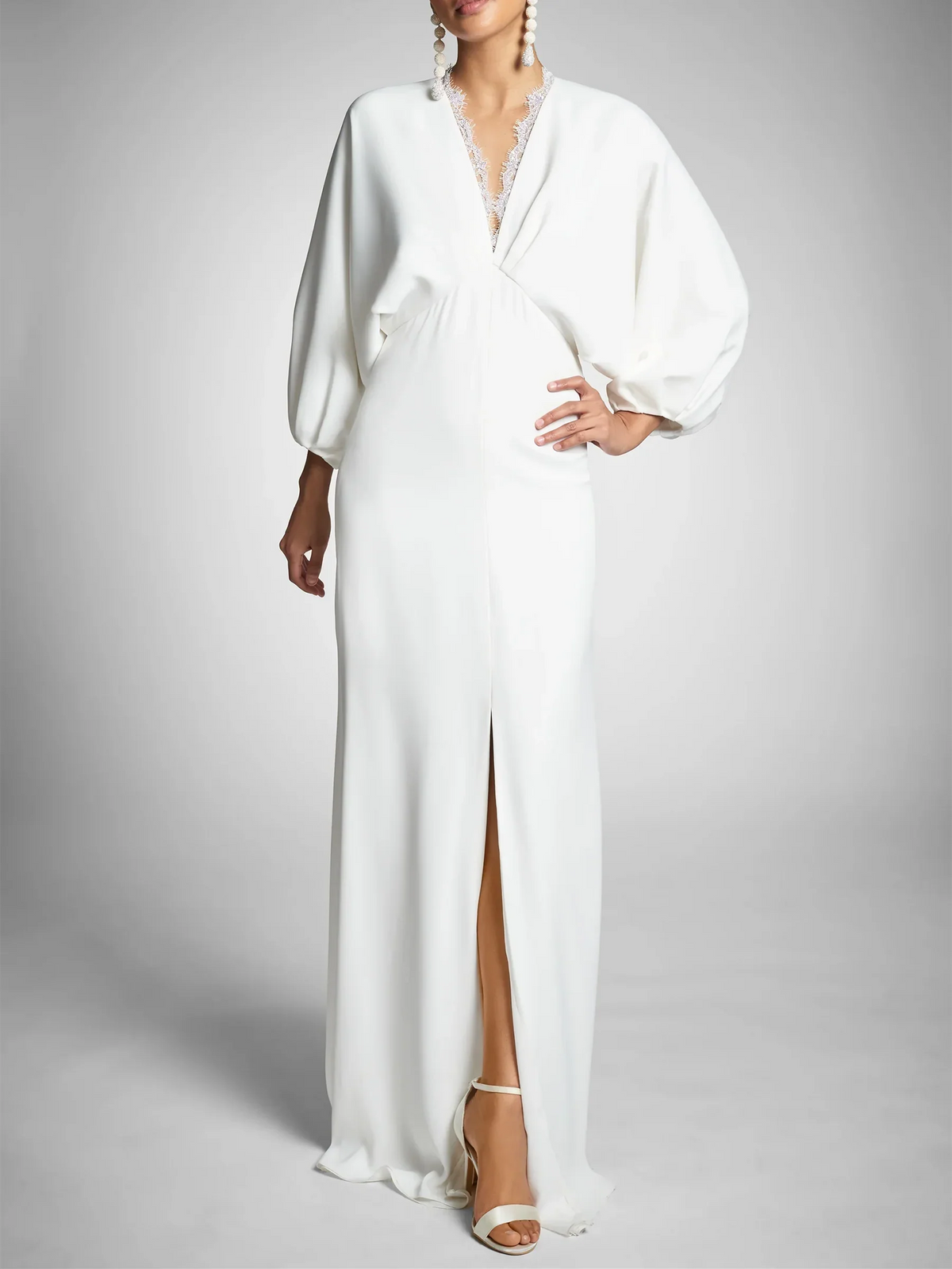 V-Neck Long Sleeve Floor-Length Wedding Dress - Chloe Dress