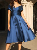 A-Line Off-Shoulder Satin Dress - Chloe Dress