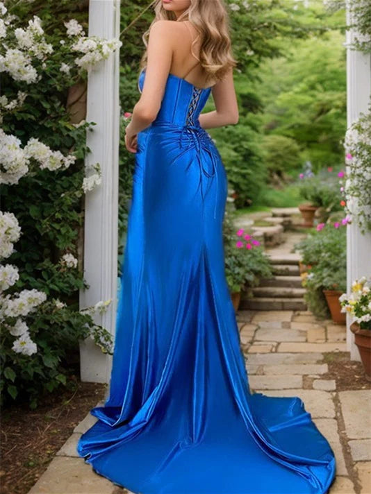 Strapless High Slit Prom Dress - Chloe Dress
