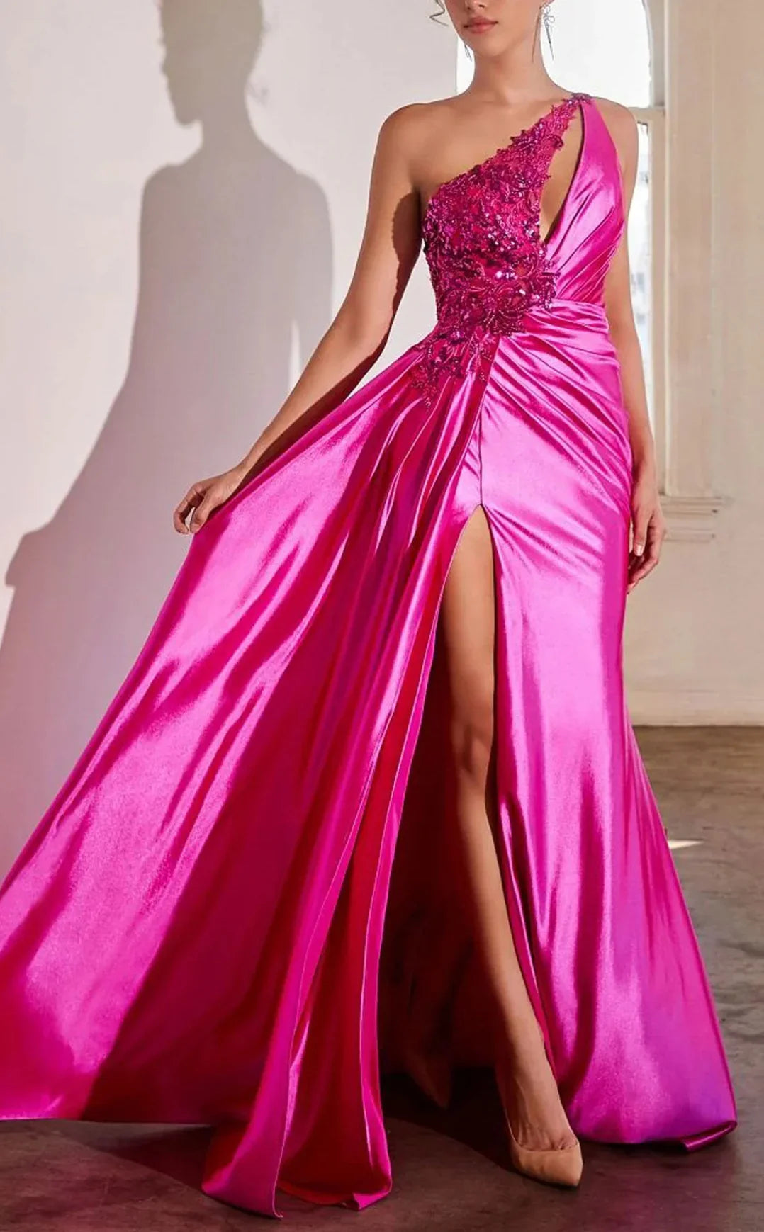 One-Shoulder High Slit Floor-Length Prom Dress - Chloe Dress