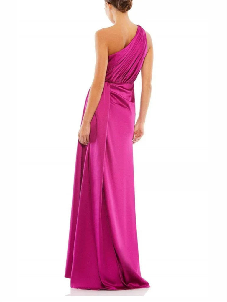 A-Line One-Shoulder Floor-Length Evening Dress - Chloe Dress