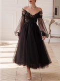 A-Line V-Neck Long Sleeve Ankle-Length Evening Dress - Chloe Dress