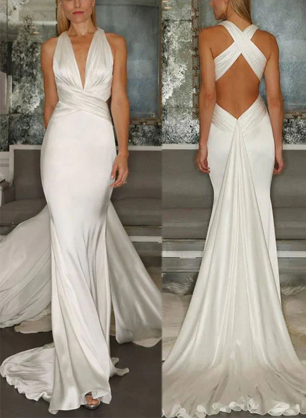 V-Neck Floor-Length Wedding Dress - Chloe Dress
