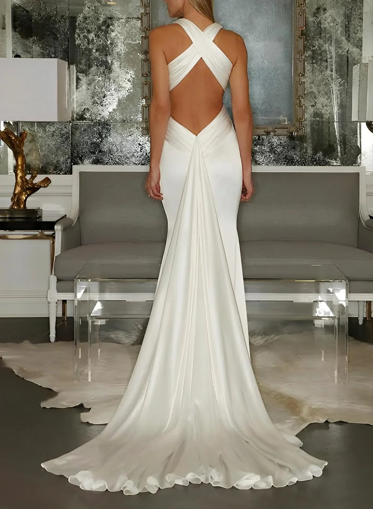 V-Neck Floor-Length Wedding Dress - Chloe Dress