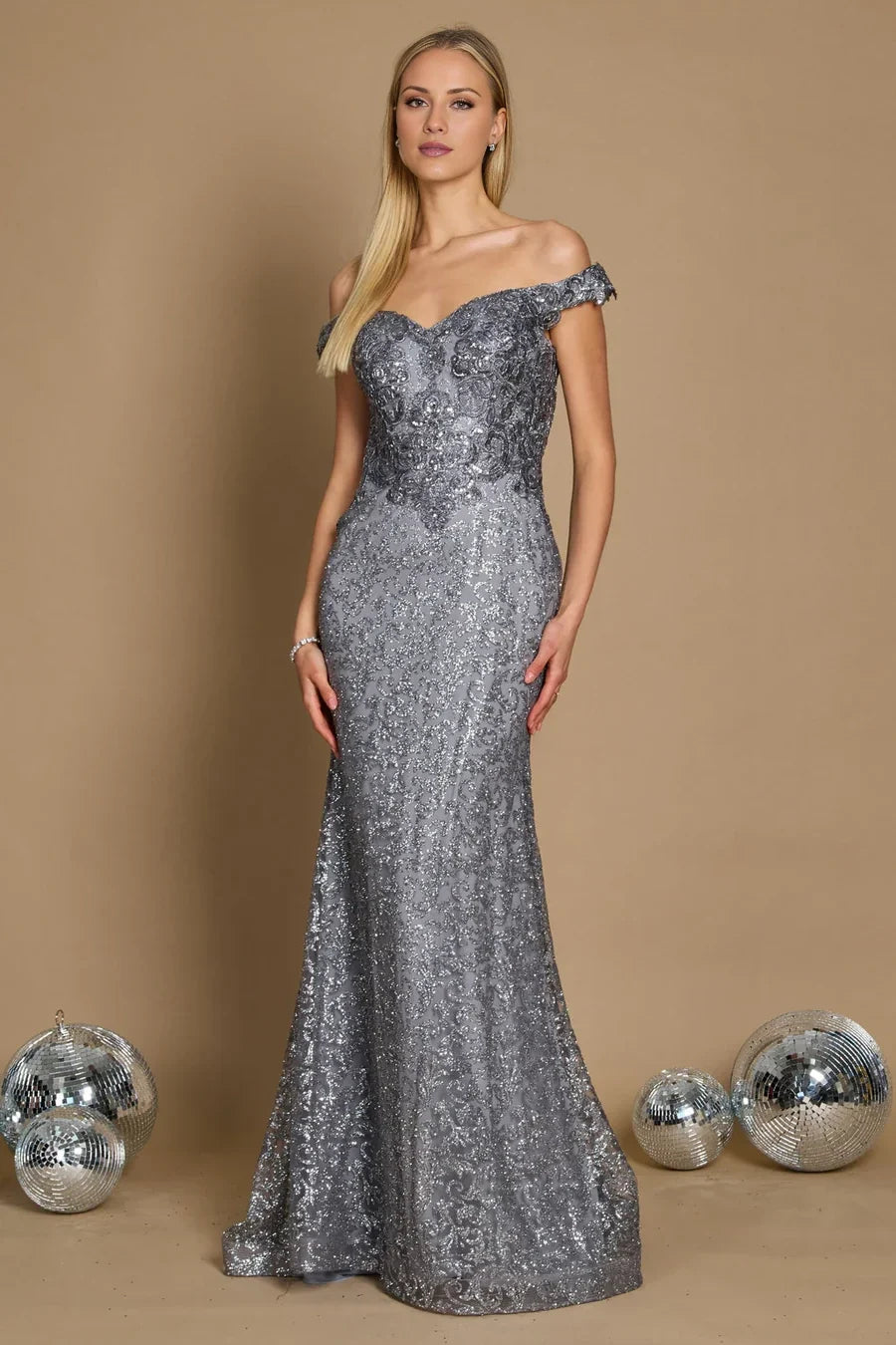 Mermaid Off-Shoulder Sequin Sleeveless Backless Floor-Length Prom Dress - Chloe Dress
