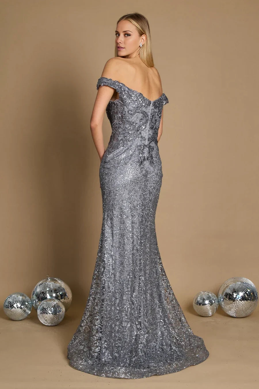 Mermaid Off-Shoulder Sequin Sleeveless Backless Floor-Length Prom Dress - Chloe Dress