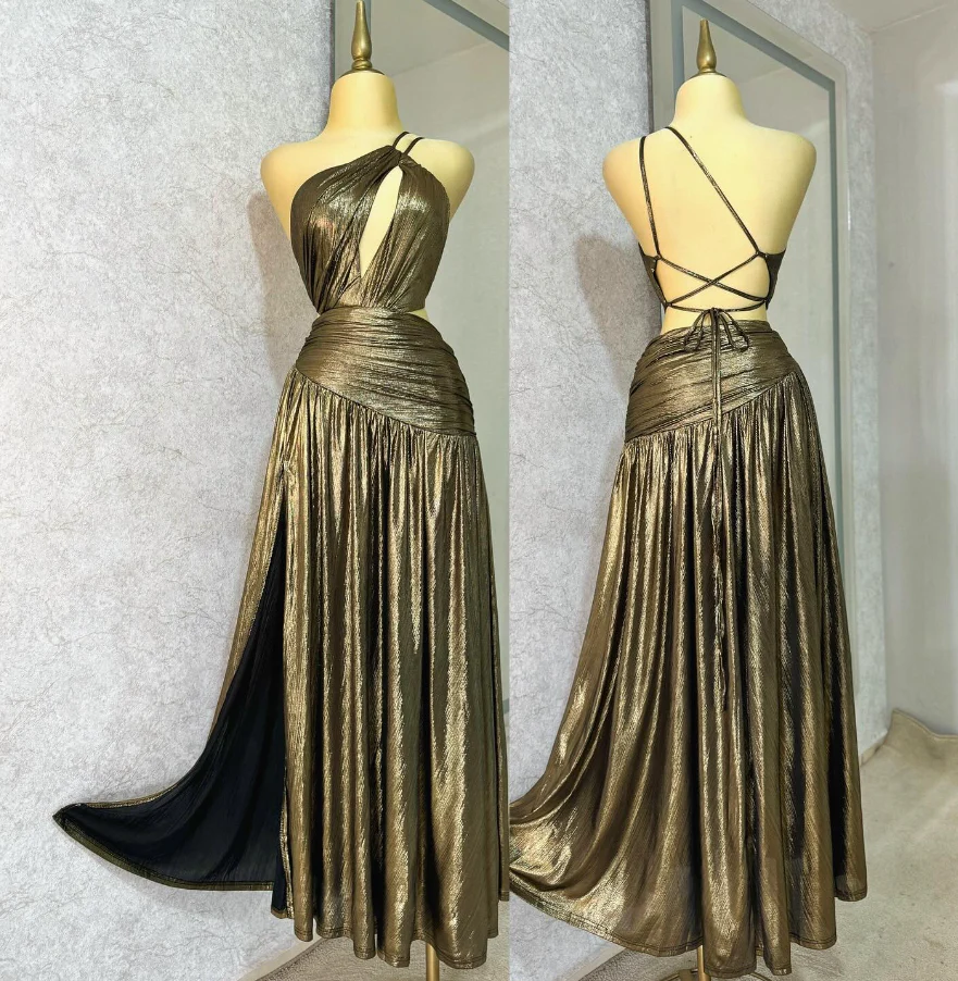 One-Shoulder Jersey Open Back High Slit Floor-Length Evening Dress - Chloe Dress