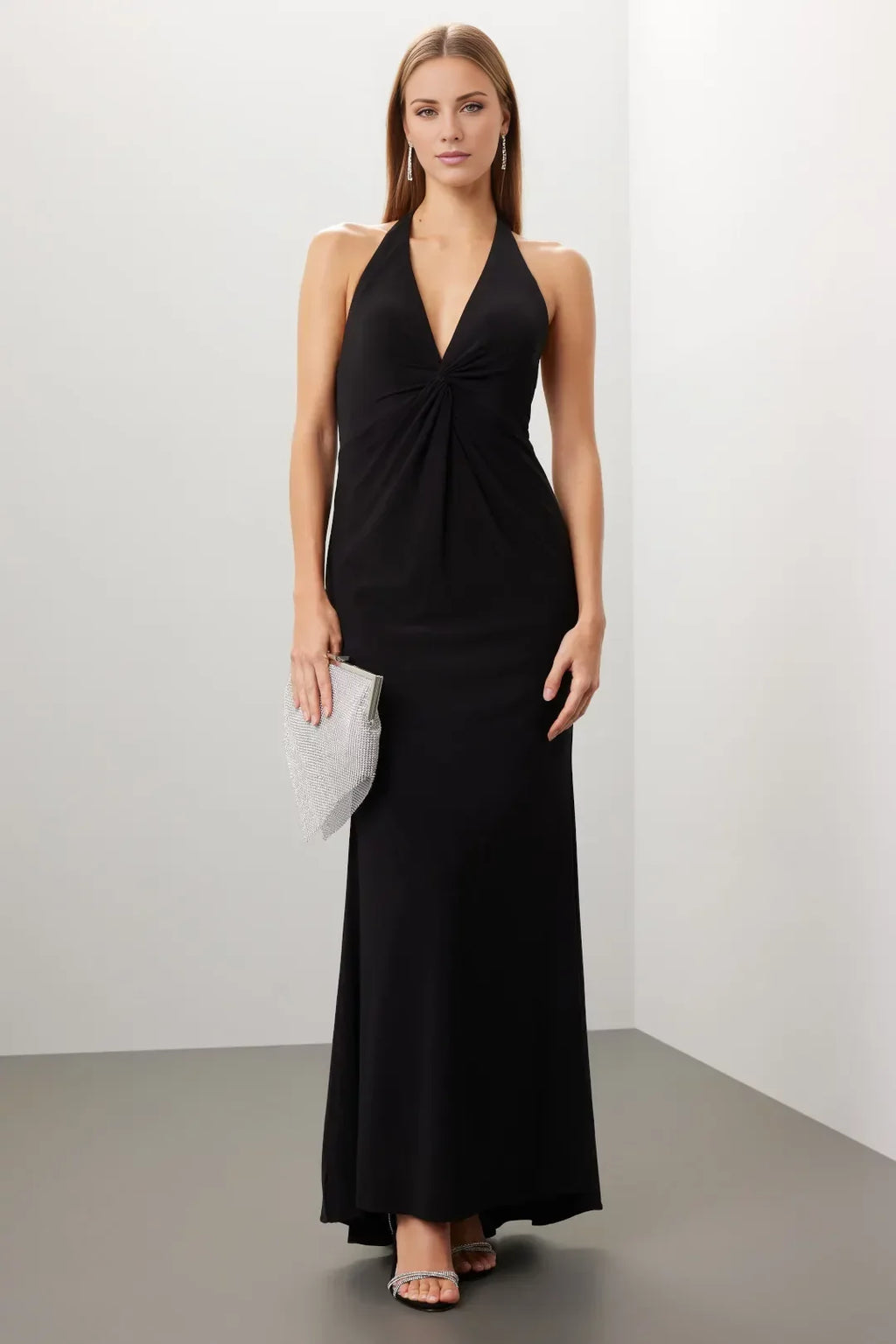 A-Line Halter Sleeveless Floor-Length Evening Dress - Chloe Dress