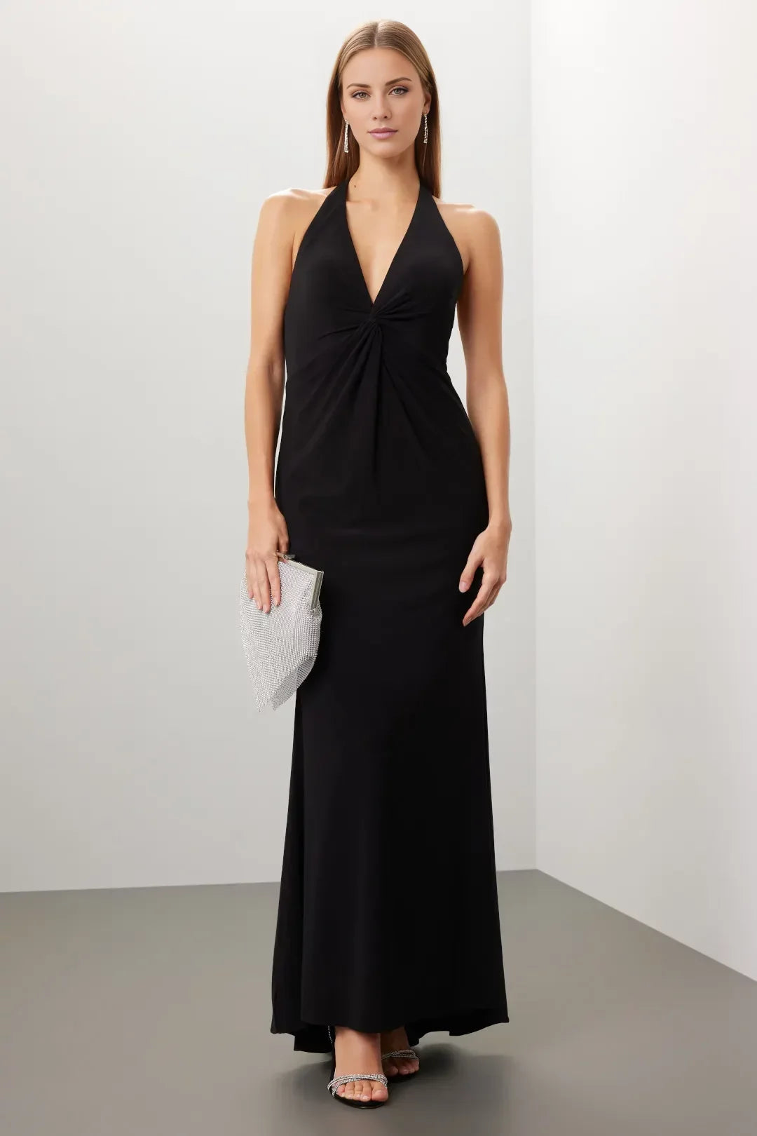 A-Line Halter Sleeveless Floor-Length Evening Dress - Chloe Dress