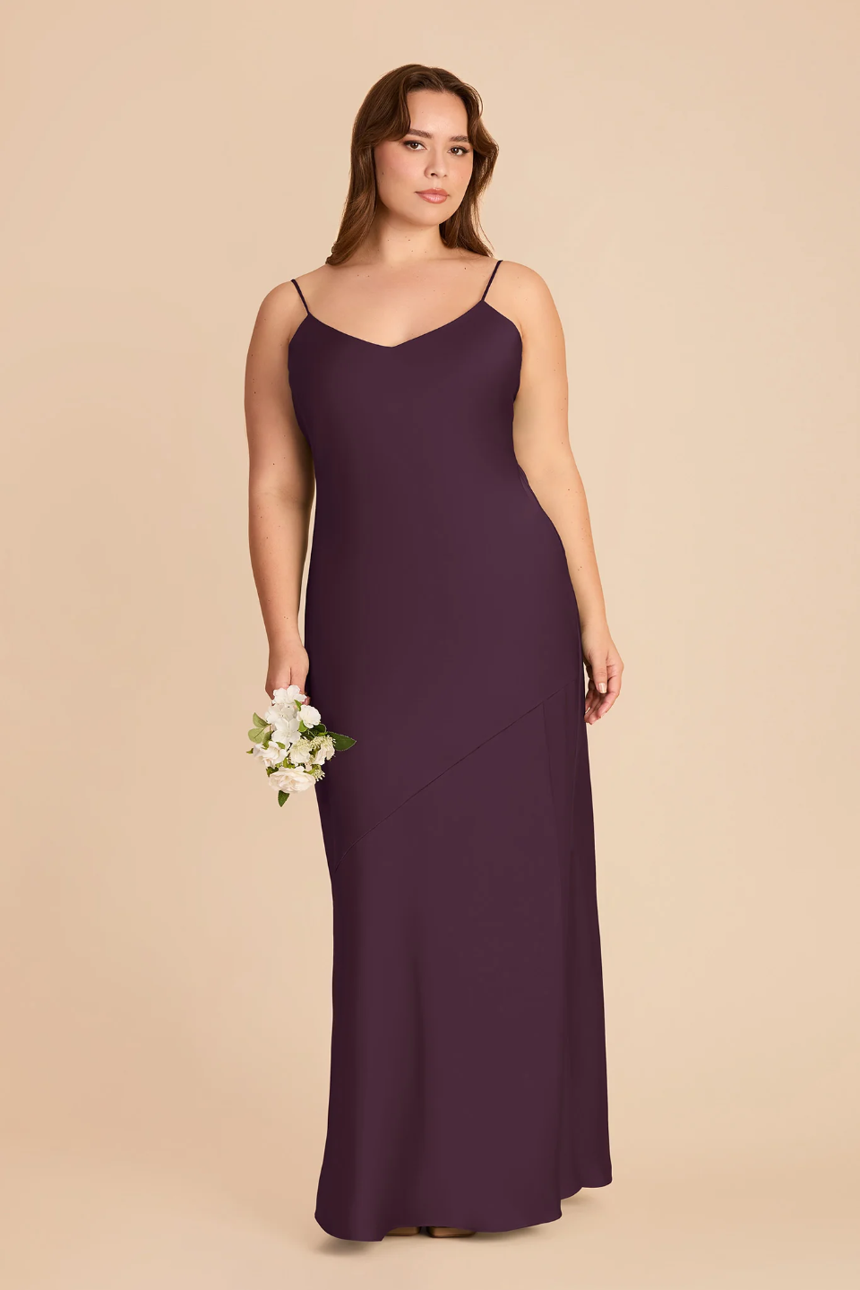 Plum Spaghetti Strap Chiffon High Slit Mini Wedding Dress - Chloe Dress