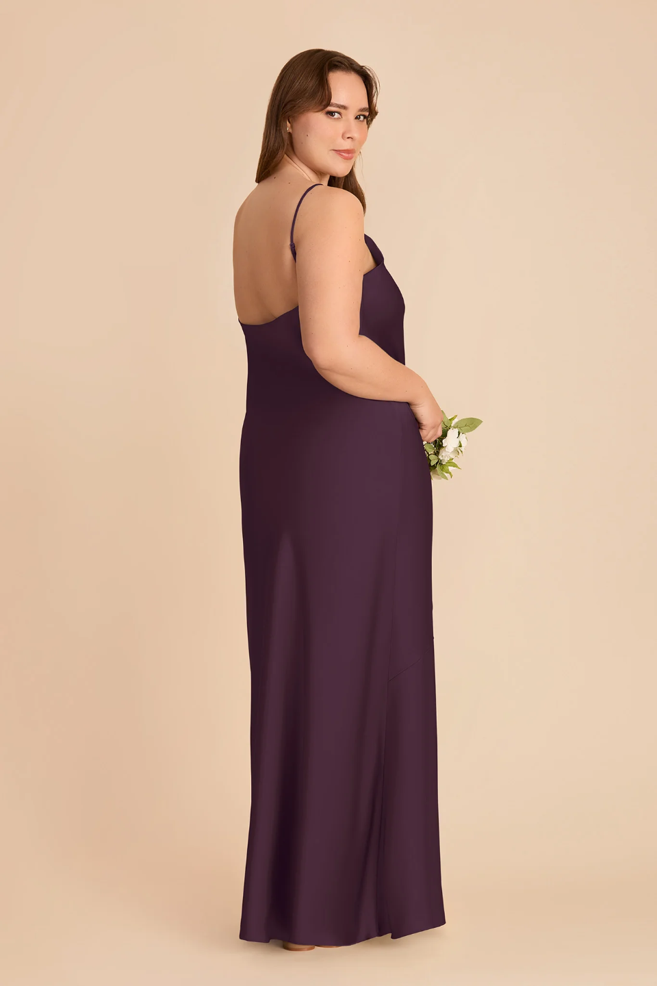 Plum Spaghetti Strap Chiffon High Slit Mini Wedding Dress - Chloe Dress
