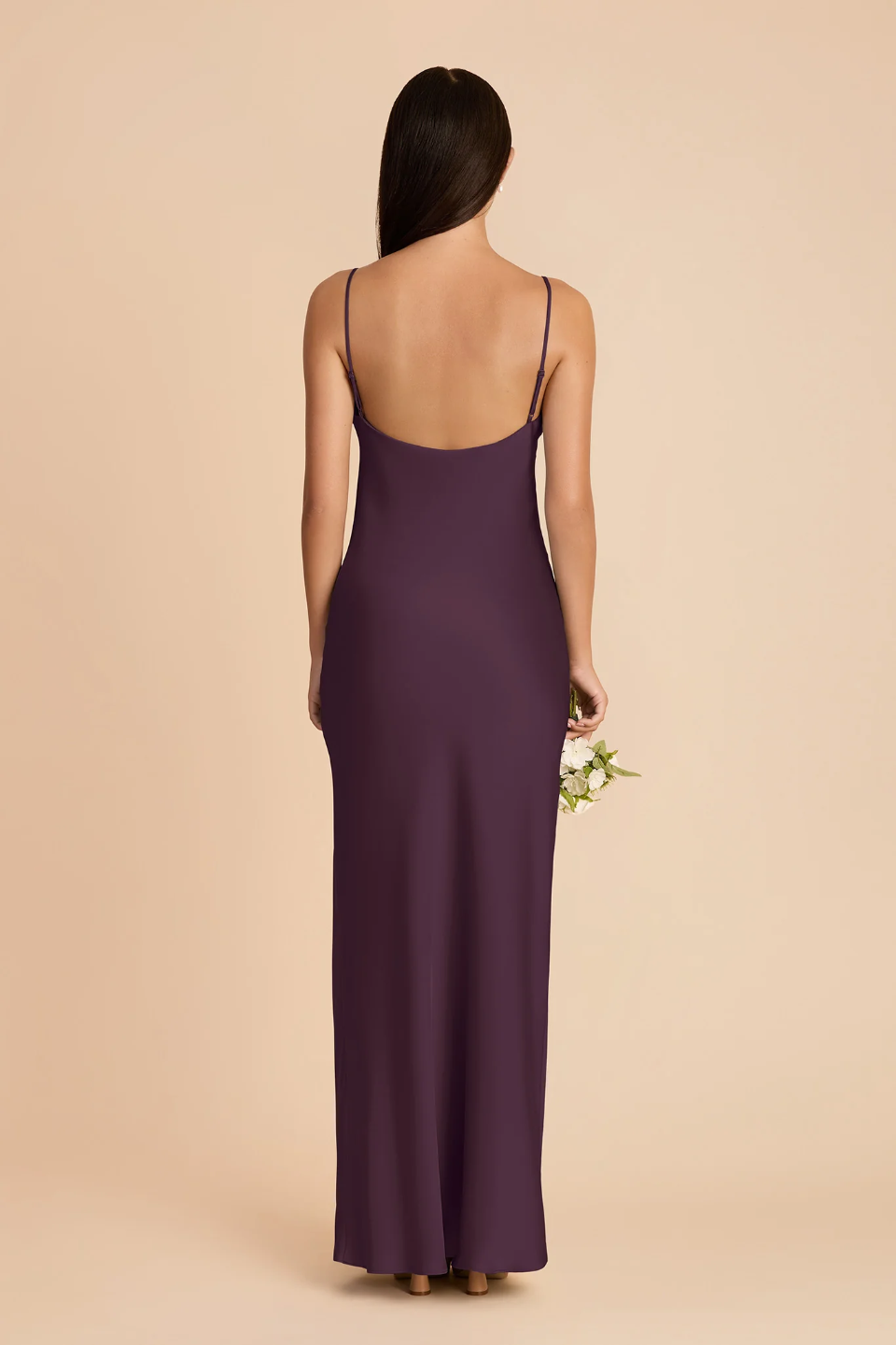 Plum Spaghetti Strap Chiffon High Slit Mini Wedding Dress - Chloe Dress
