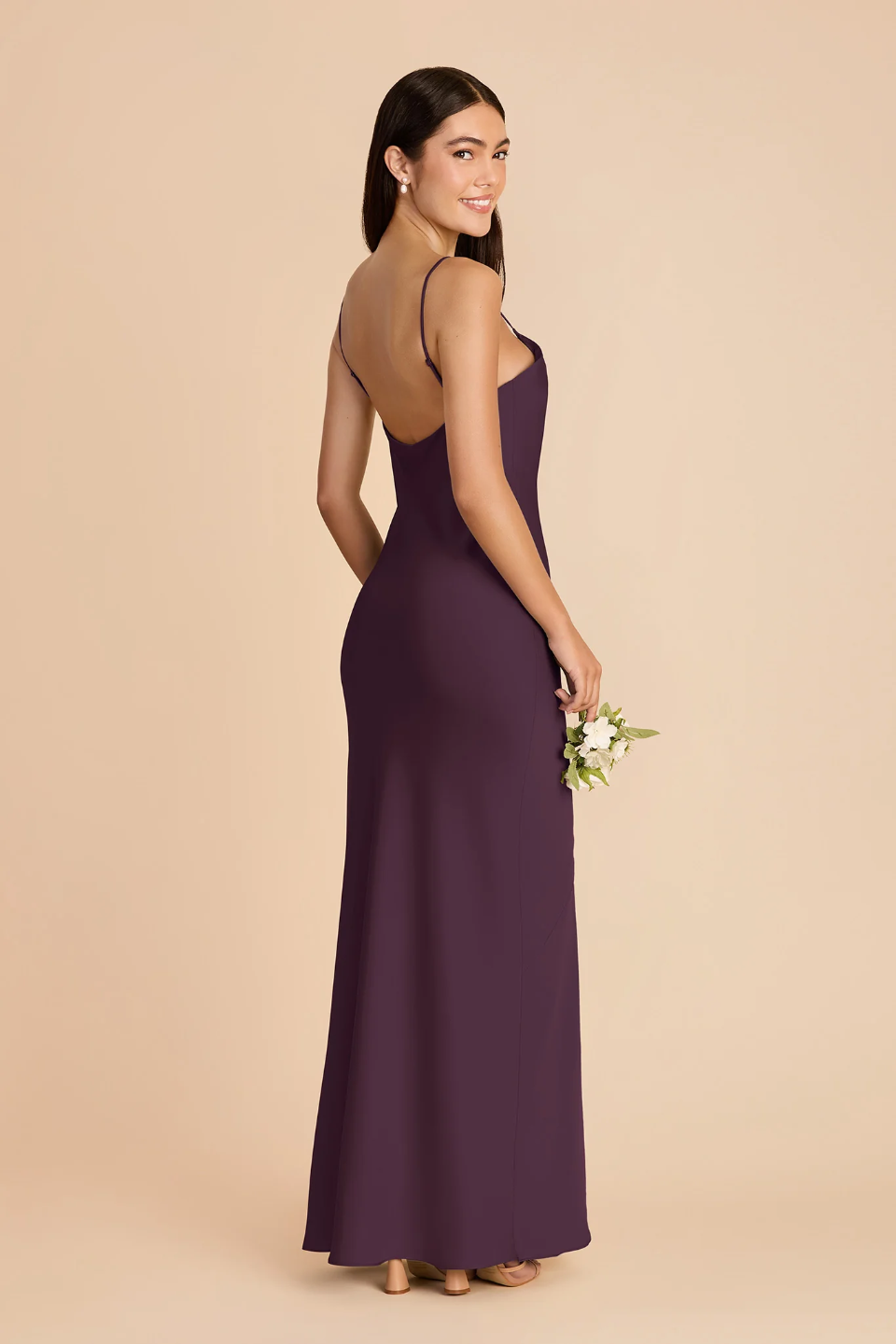 Plum Spaghetti Strap Chiffon High Slit Mini Wedding Dress - Chloe Dress