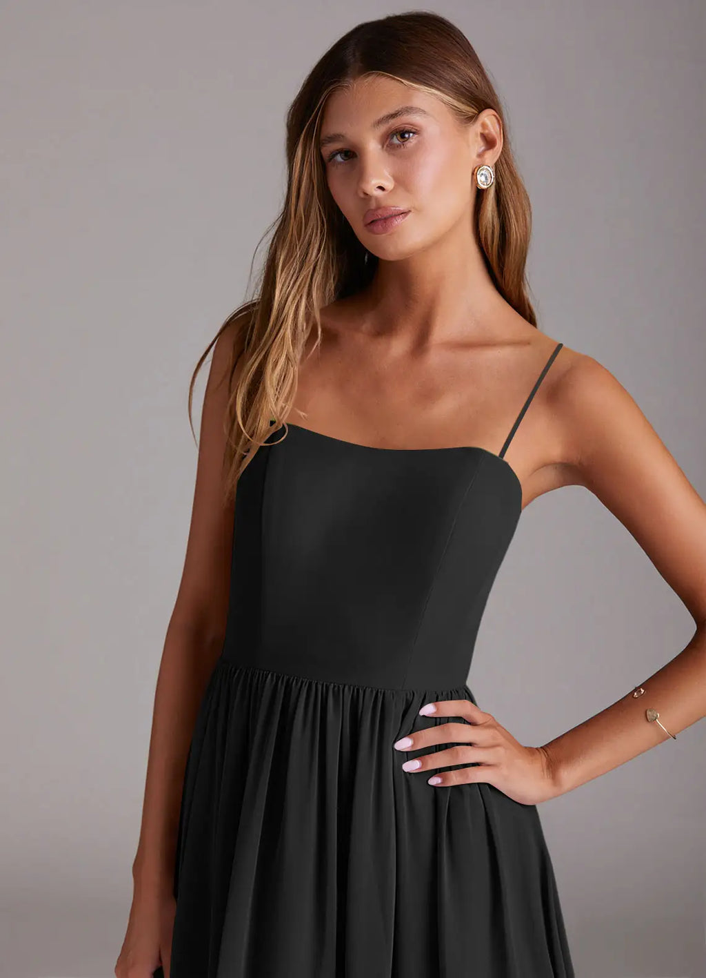 Spaghetti Strap Chiffon Open Back High Slit Floor-Length Wedding Dress - Chloe Dress