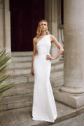One‑Shoulder Mermaid Wedding Dress Beaded Side Cutout