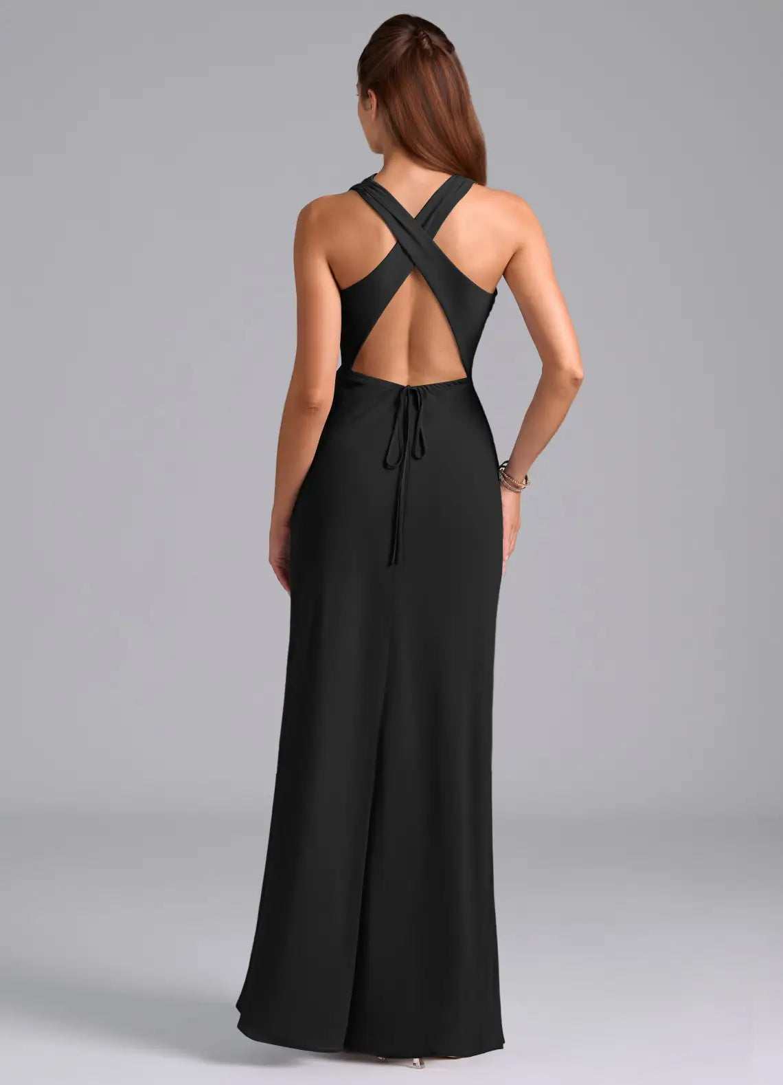 Sheath High Neck Chiffon Sleeveless Floor-Length Wedding Dress - Chloe Dress
